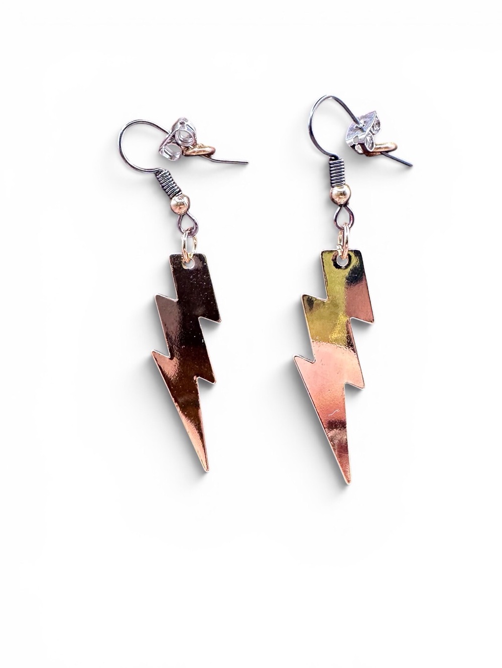 Nickel free Gold Lightning Bolt Dangle Earrings